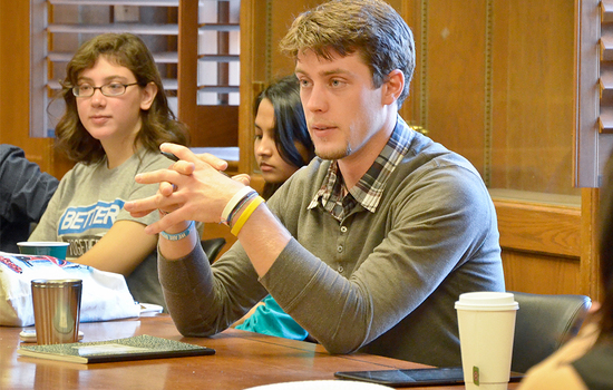 Student groups gather to discuss perspectives on war