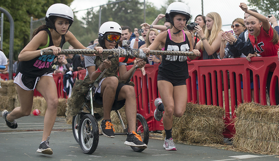 Chariot race takes place in Thornden Park as part of Derby Days