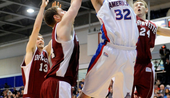 After brief stint pitching in Kansas City Royals organization, American’s Lumpkins returns to court to become consistent scorer
