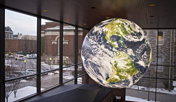 Globe on display in Heroy Geology Building