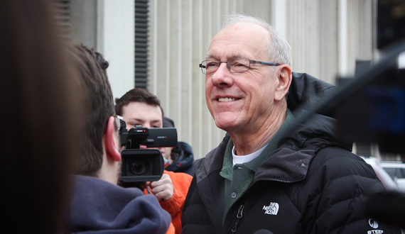 Gallery: Boeheim greets campers, students outside Boeheimburg