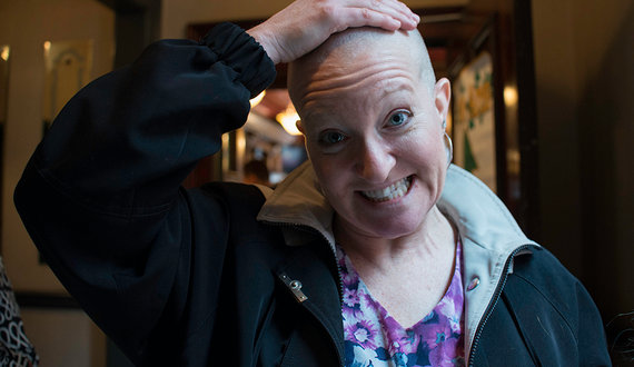 Shear courage: SU library technician shaves head with group of 600 in support of cancer patients, St. Baldrick’s Foundation
