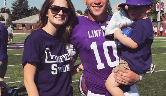 Sam Riddle manages parenthood while quarterbacking Linfield College