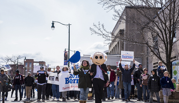 Community marches in downtown Syracuse to support Bernie Sanders