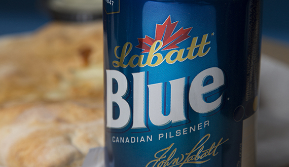 Labatt Blue Canadian Pilsener has a balanced, dry cornbread taste