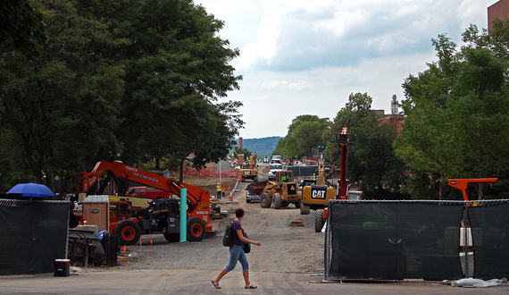 SU construction update: the University Place promenade will be finished a week before classes start