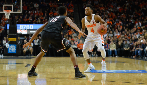 Syracuse men&#8217;s basketball&#8217;s 2-point guard lineup underwhelms in loss to South Carolina