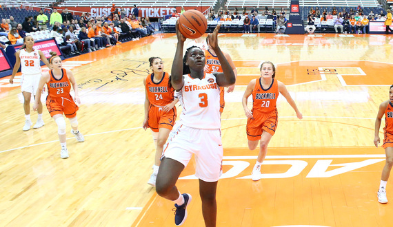 No. 18 Syracuse pulls away to defeat Bucknell, 70-56, in sloppy game