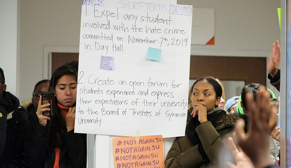 #NotAgainSU discusses demands with Board of Trustees