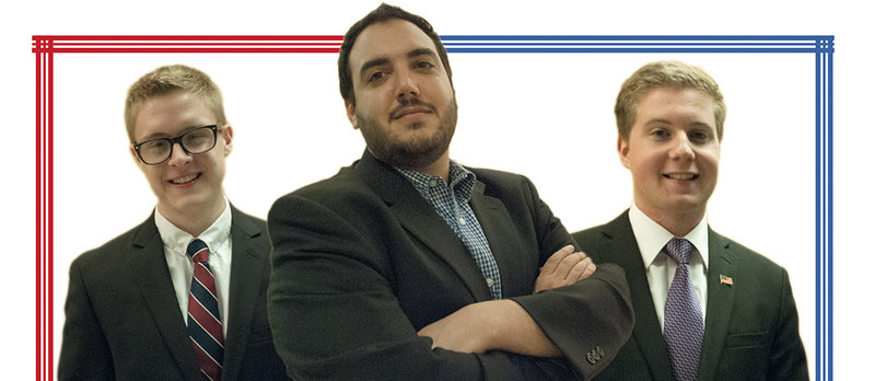 Bob O'Brien, Anthony Rotolo and Jared Kraham; the Republican candidate, the professor and the Democratic candidate in #ElectionClass. 