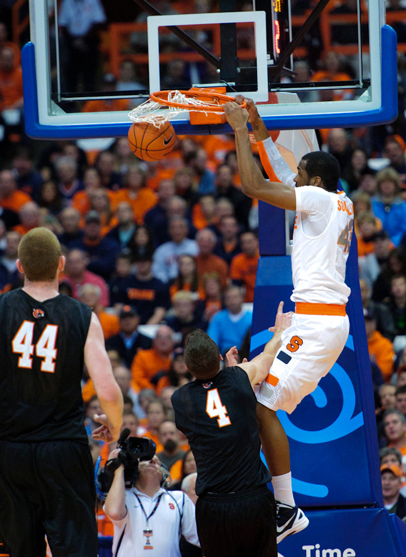 Syracuse forward James Southerland slams home a dunk.