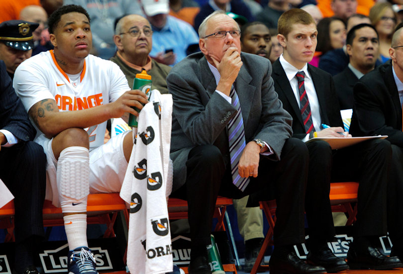 Jim Boeheim looks on from the bench in Syracuse's game Sunday.