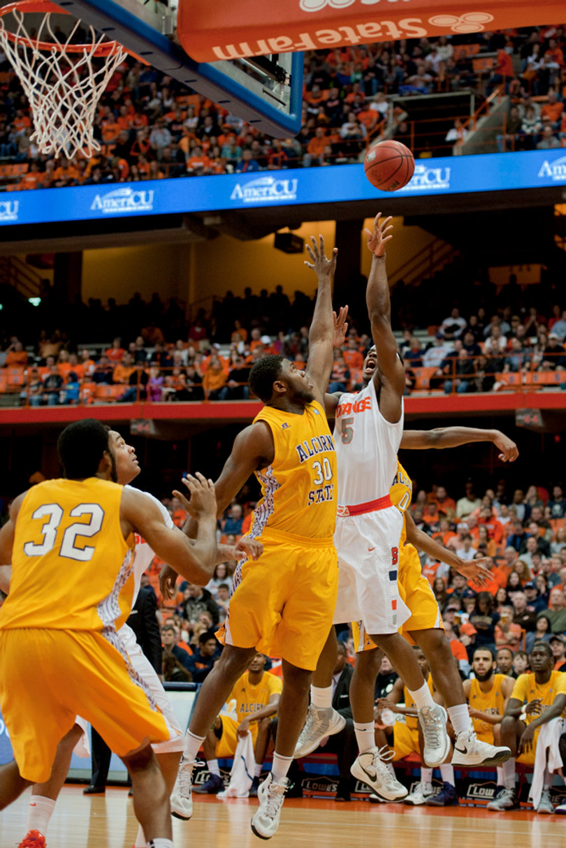 C.J. Fair leaps for a jump ball in the second half.