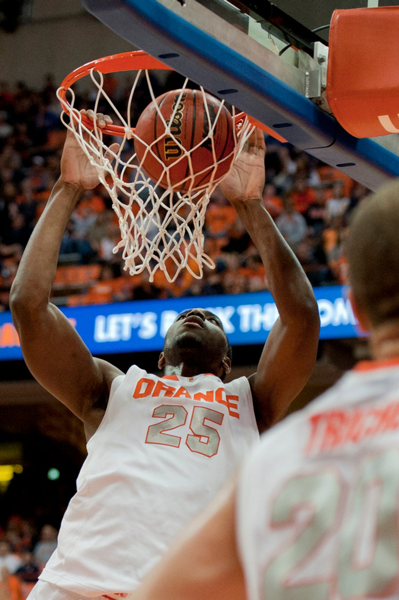 Rakeem Christmas slams home a dunk over the Alcorn State defense.