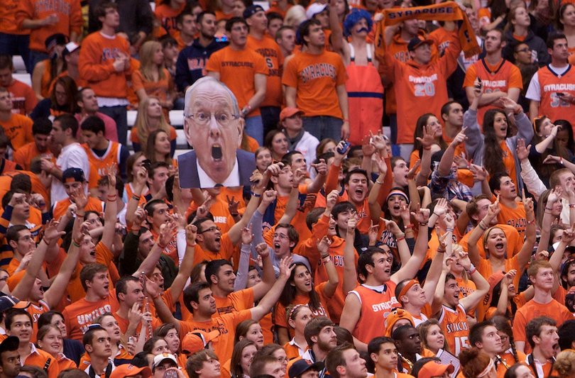 Syracuse University fans during a break in action Thursday night at the Carrier Dome.