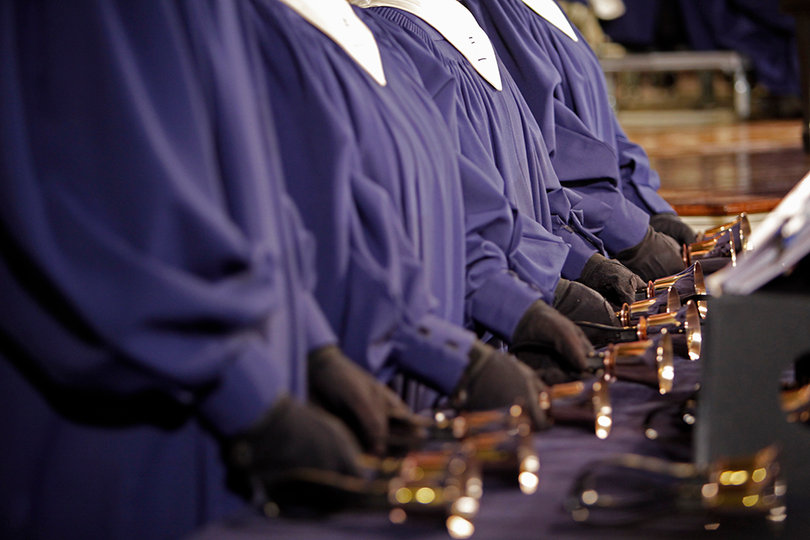The United Church Handbell Choir performs classic Christmas songs during the holiday concert Sunday night. 