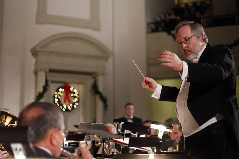 James Spencer directs The Syracuse Brass Ensemble during Sunday's Hendricks annual Chapel Holiday Concert. The ensemble, currently in its 25th year, preforms 18 concerts a year. The 38 members consist of SU faculty and students, as well as residents of upstate New York.