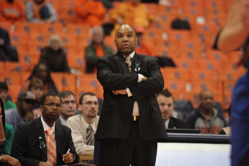 Syracuse head coach Quentin Hillsman looks on during the Orange's win.