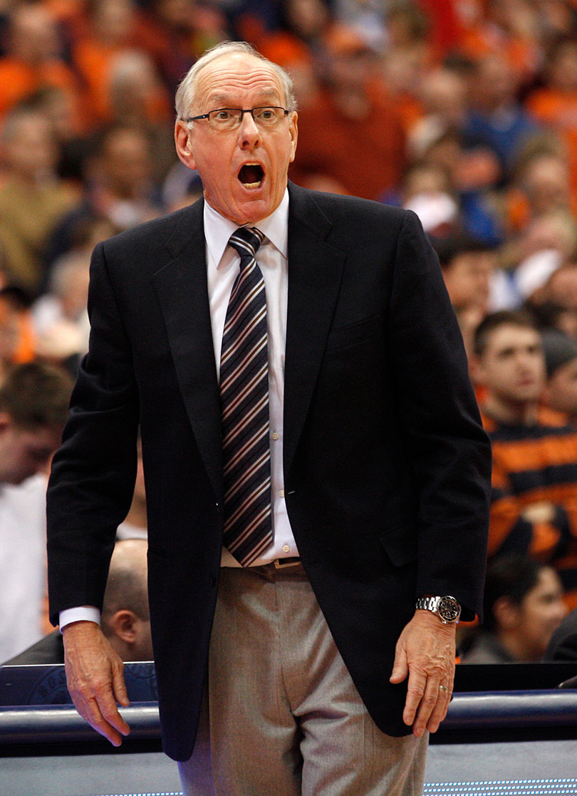 Syracuse head coach Jim Boeheim yells at one of his players in the second half.