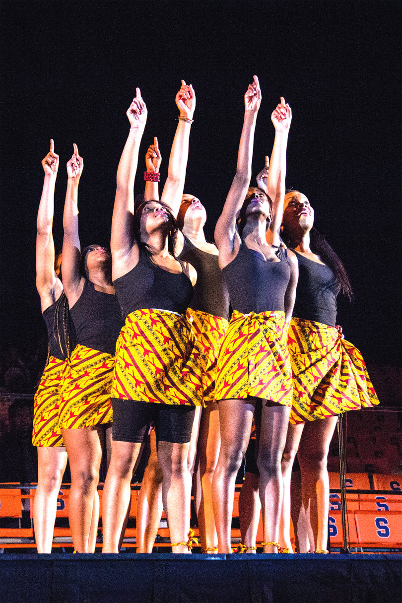 The OneWorld dancers perform at the Martin Luther King Jr. Celebration Saturday in the Carrier Dome. Nearly 1,500 people attended the event.