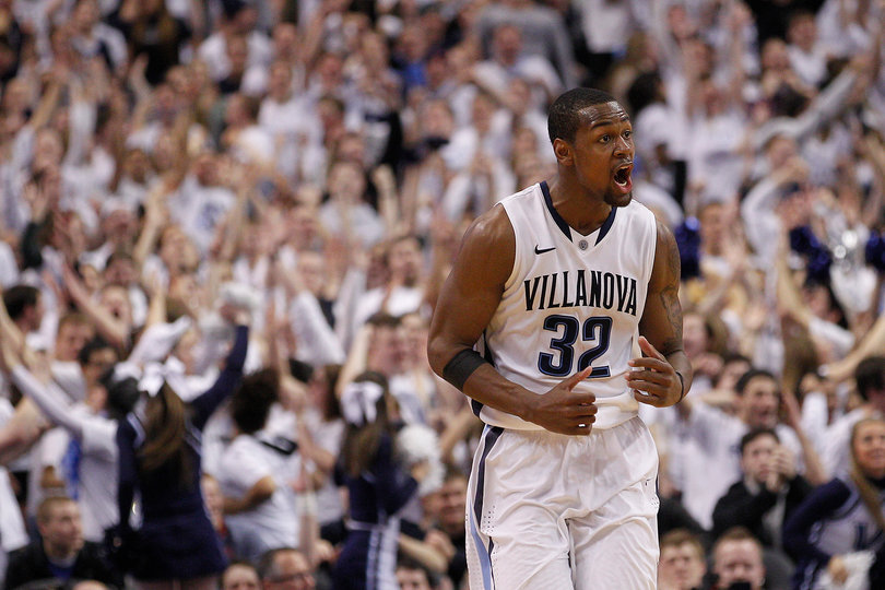 Villanova guard James Bell displays a moment of elation during the Wildcats' upset win over Syracuse.