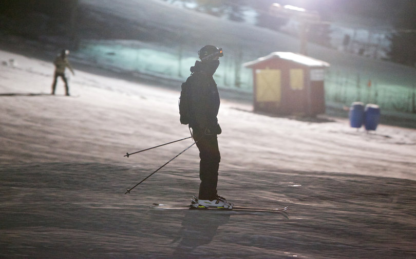 Erik Barzdukas, a sophomore political science and public relations major, skis down Toggenburg Mountain on Saturday, January 28th.