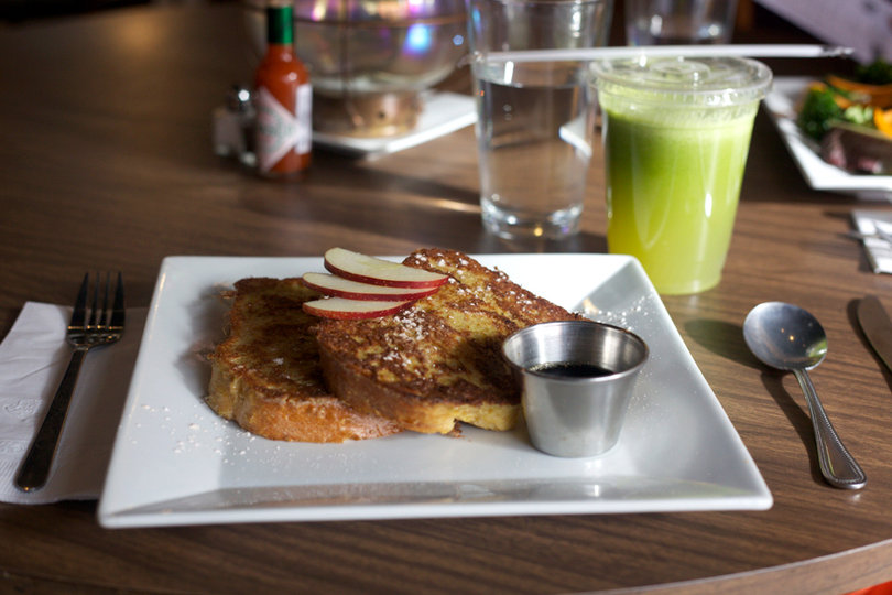 Lofo offers breakfast, lunch and dinner options. The golden-brown French toast is lightly dusted in powder sugar for $5.50.