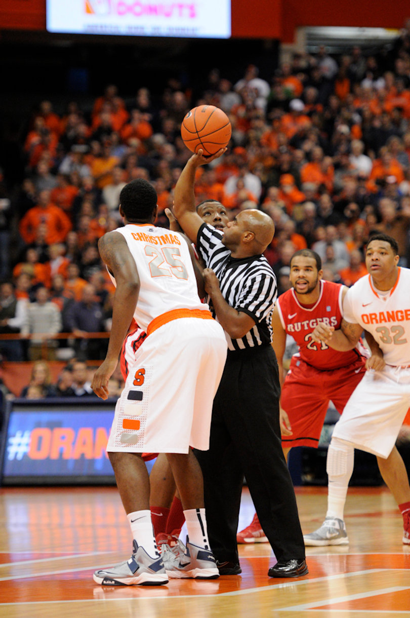Syracuse forward Rakeem Christmas prepares for the opening tip.