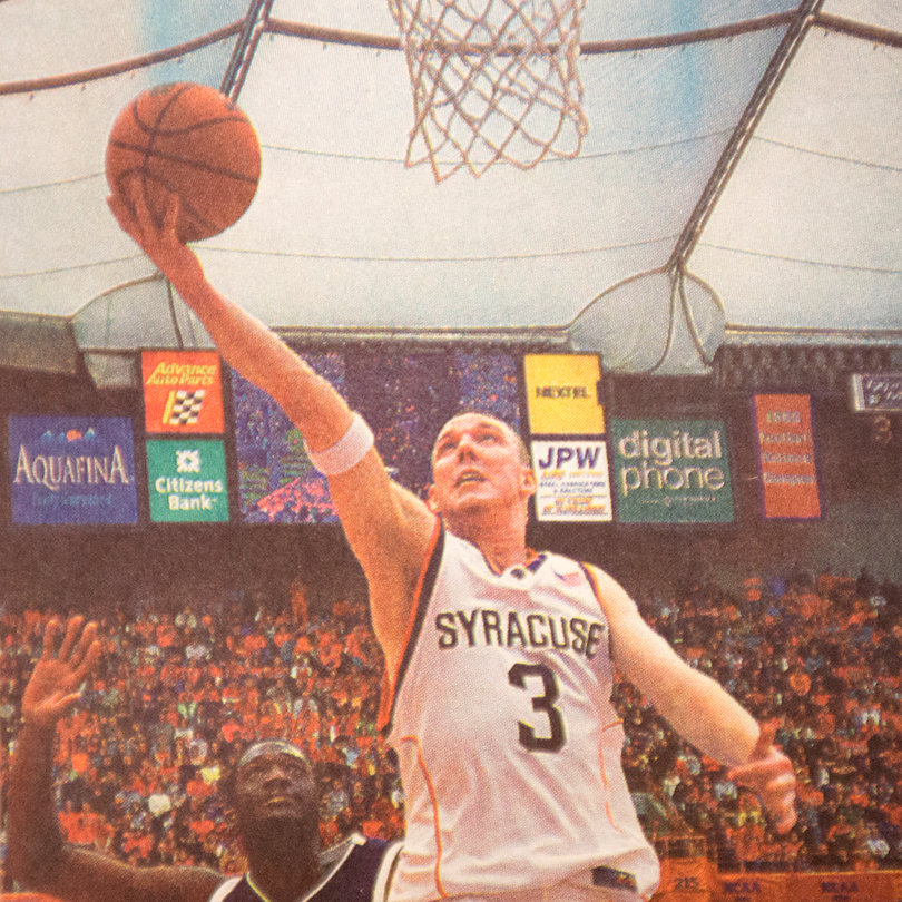 
The Carrier Dome crowd chanted “Ger-ry, Ger-ry” throughout the game as Gerry McNamara scored 29 points and eight assists. In his final home game, he shined, and a record-setting crowd paid the fan favorite and SU star a hearty thanks for his four years on the Orange. Even so, Syracuse fell to a Villanova squad that entered the game ranked No. 4 in the nation.Final score: Villanova 92, Syracuse 82