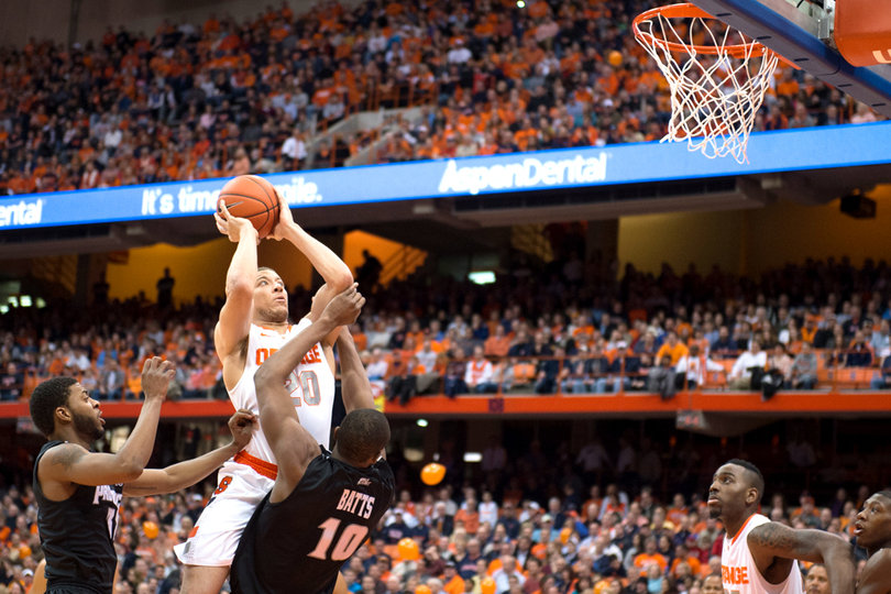 Brandon Triche lets loose on a drive over Kadeem Batts. Triche scored 14 points and shot 1-of-3 from beyond the arc.