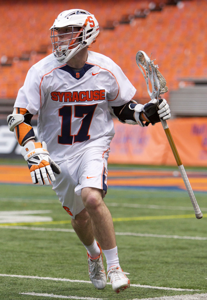 Dylan Donahue cradles the ball left-handed on the wing in Syracuse's 16-15 double-overtime loss to Albany in the Carrier Dome Sunday.