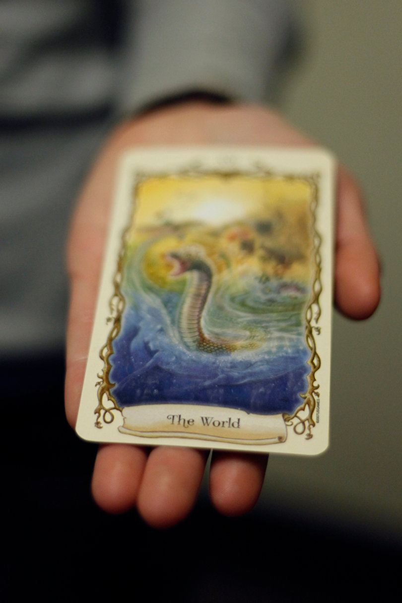 Tarot Card: The Rainbow Serpent depicted on this tarot card creates water, which symbolizes life and creativity.