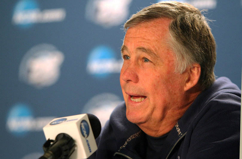 California head coach Mike Montgomery talks to the media Friday in advance of a Round of 32 matchup between Syracuse and Cal.