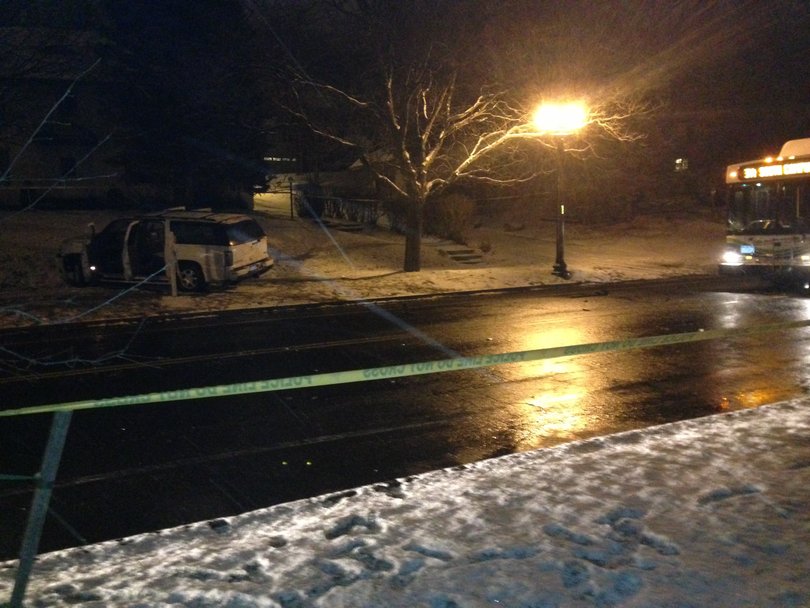 Police tape blocks off the section of the 900 block of Comstock Avenue. 