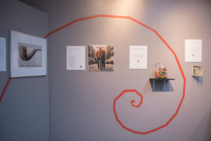 "The FAQ: Fearlessly Asked Questions" exhibit focused on the idea of learning through questioning, carrying a conceptual theme of learning through questions.