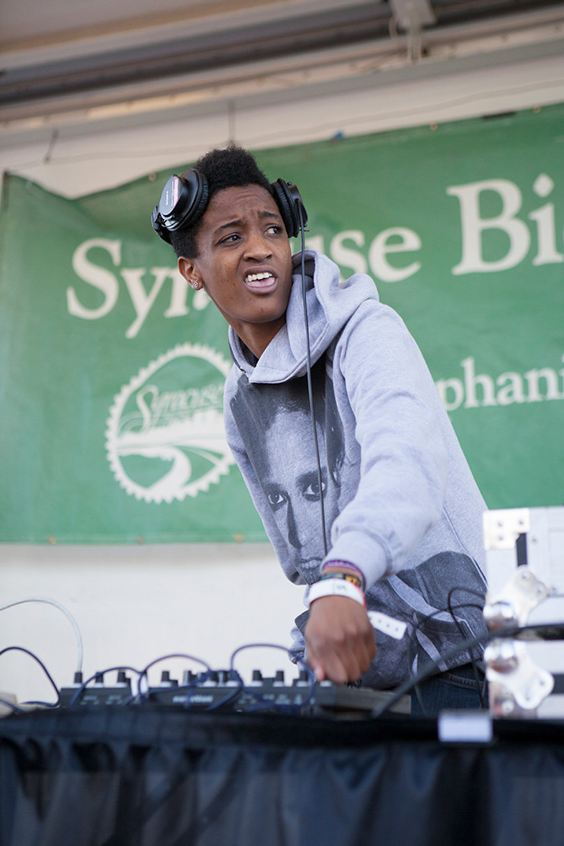 Syd tha Kyd of Odd Future DJs for Earl Sweatshirt at MayFest, Friday afternoon.