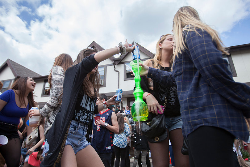 Jess Isaacs (left) and Lexi Denenberg (right) celebrate outside of Castle's Court.