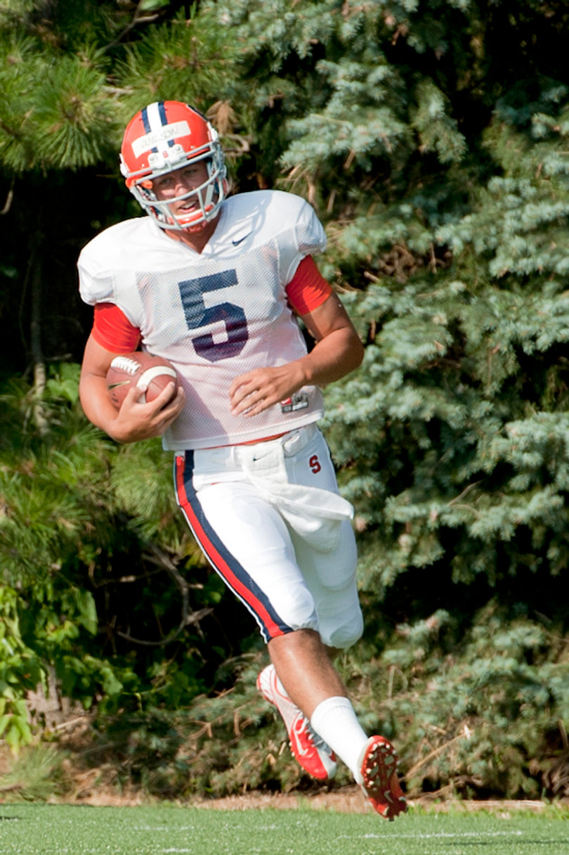 Freshmen Austin Wilson and Mitch Kimble are competing every day in hopes of becoming SU's future starting quarterback