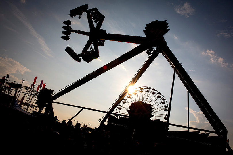 A fairgoer favorite, the Tilt-a-Whirl sends riders screaming as they swing back and forth at fast speeds, all while spinning in a circle.