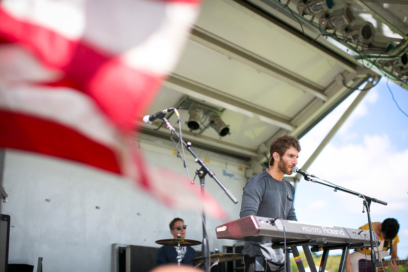 Smallpools performs the opening set of the festival on the "indie stage," the smaller of the festival's two stages.