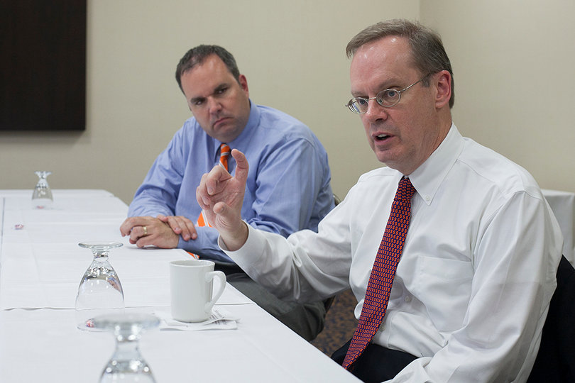 Kent Syverud, who was recently selected as Syracuse University's next chancellor, discusses the announcement during a meeting with media.
