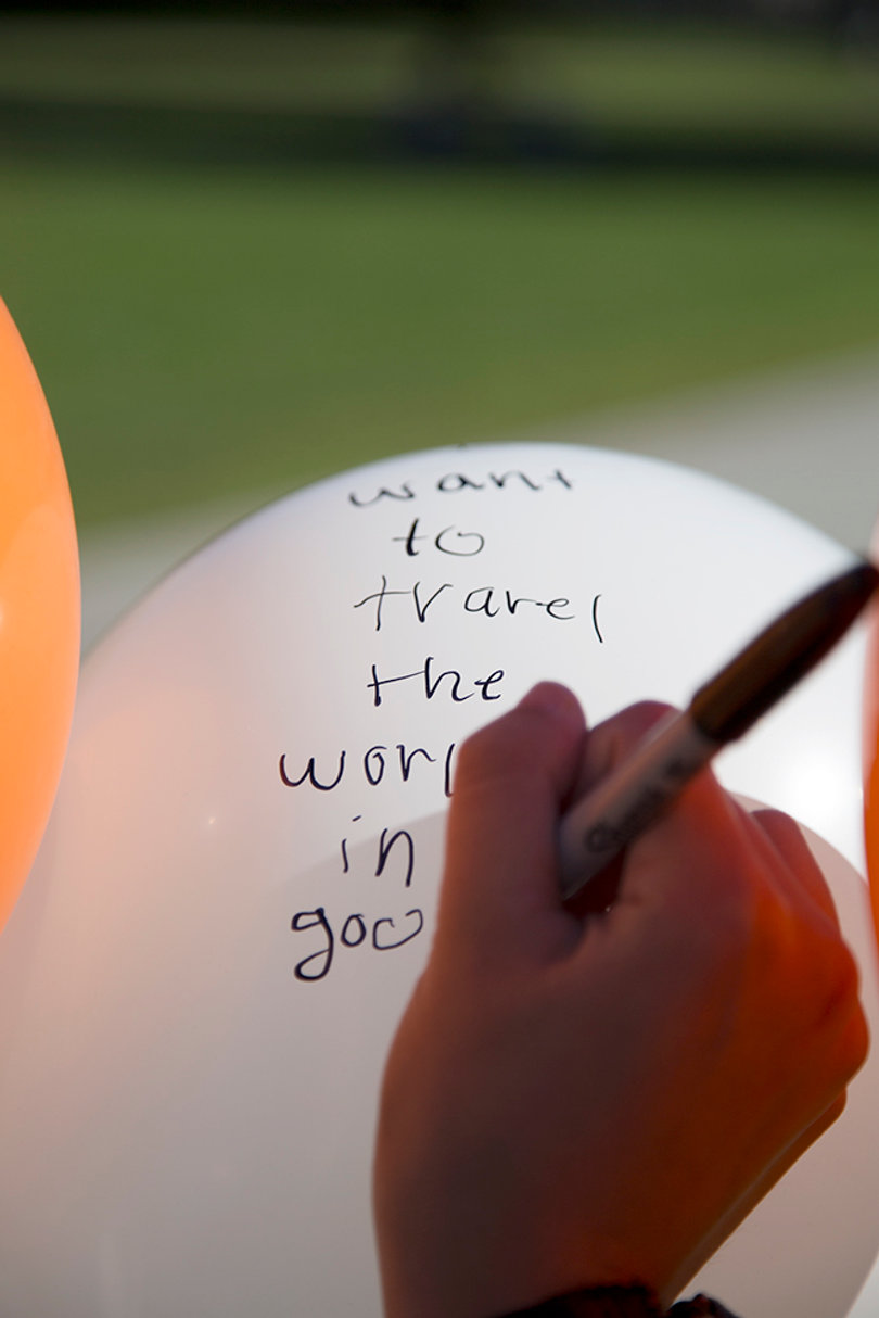 The dreams and goals ranged from going to the olympics to getting through chemistry class. Nearly every balloon on the line contained a dream.
