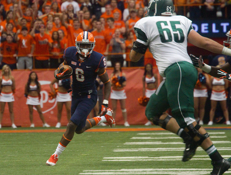 Ritchy Desir returns a punt. Desir returned four punts for 16 yards. 