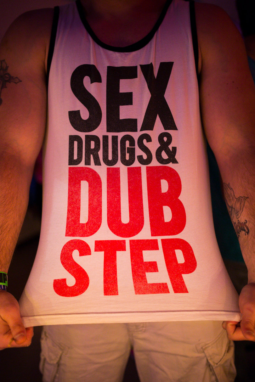 Greg Morehouse displays his tanktop.