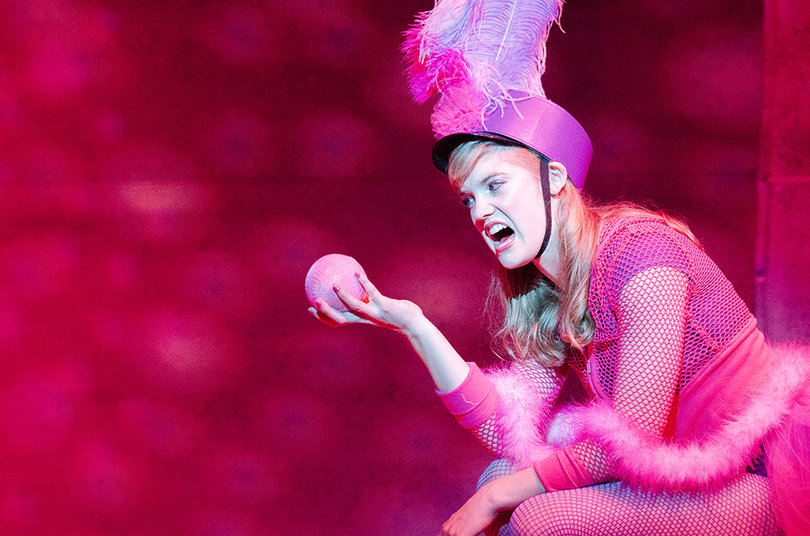 Jonalyn Saxer, a senior musical theater major, plays Mayzie la Bird and pleads to Horton the elephants to sit on her egg. 