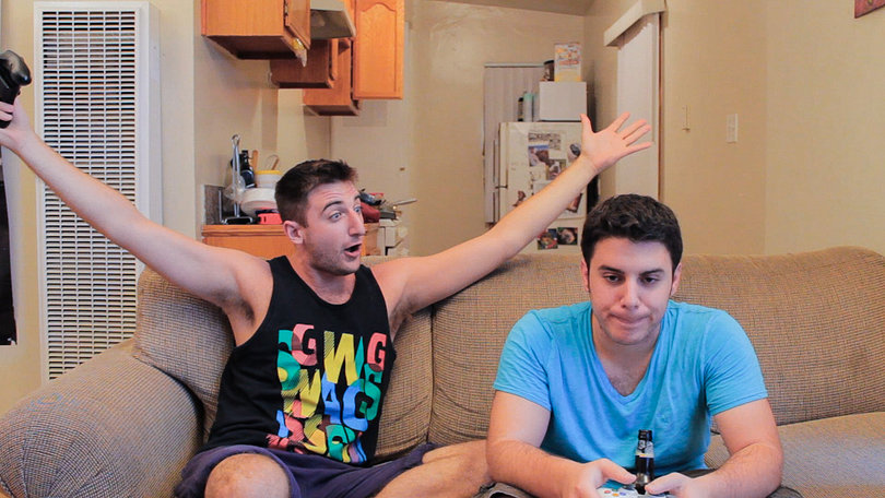 (From left) Tony Cavallo yells at  Raffy Ganimian during a heated gaming session as part of one of the sketch comedy acts. 