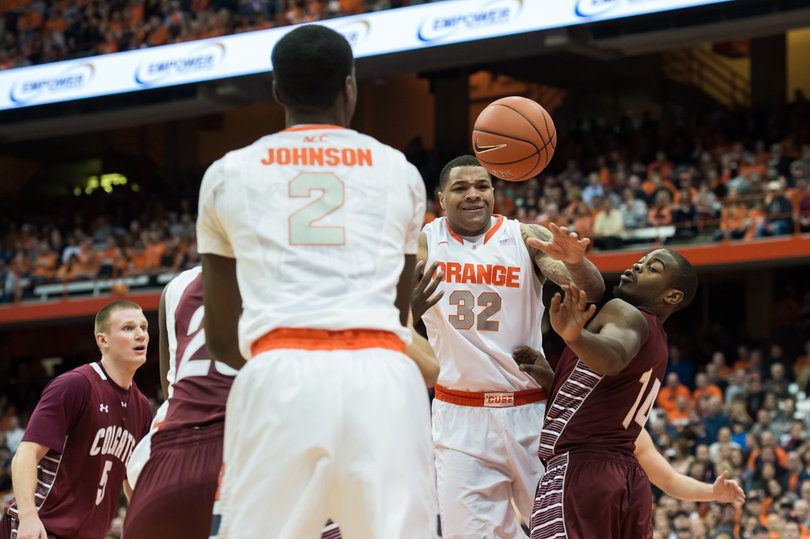DaJuan Coleman battles for a loose ball. 