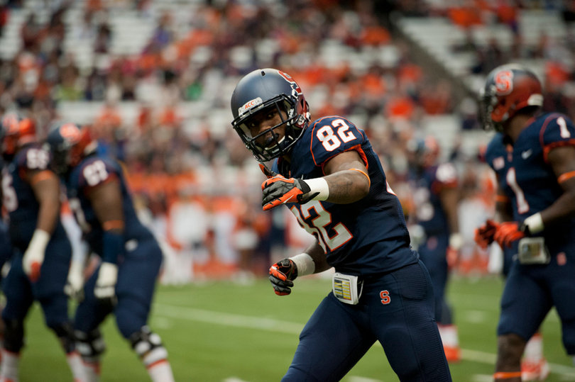 Alvin Cornelius lines up out wide. A week after making his first start, the Syracuse wide receiver caught his first touchdown.