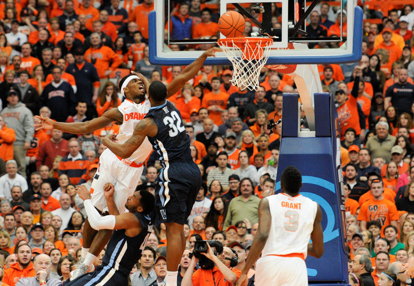 Fair gets fouled on a dunk attempt late in the first half. 