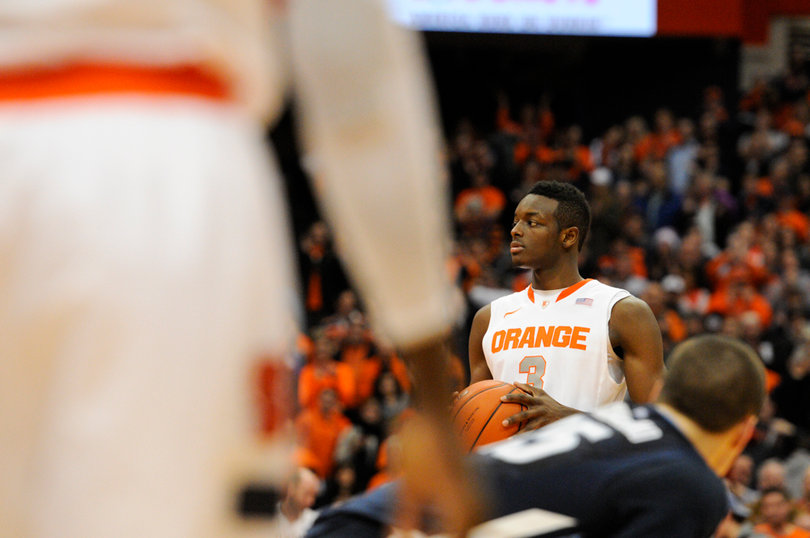 Grant waits to run an inbounds play.